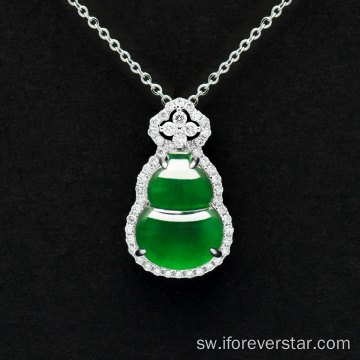 White Gold Gourd Emerald Pendant